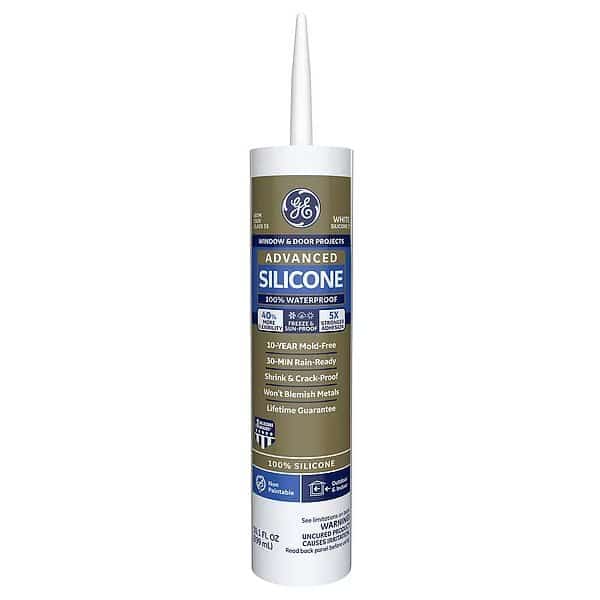 Window & Door Sealant, 10.1 oz, Cartridge, White, Silicone Base, GE, Mfr# 2811093