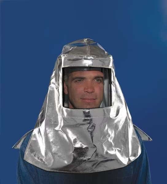 Hood With Shield, Aluminized Carbon Kevlar(R)a(R), 19 oz, Clear, Silver, Universal