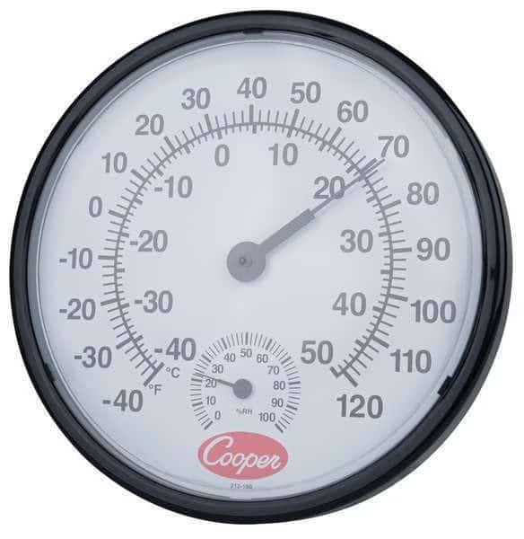 Analog Hygrometer, 12 In., -40 to 120 F