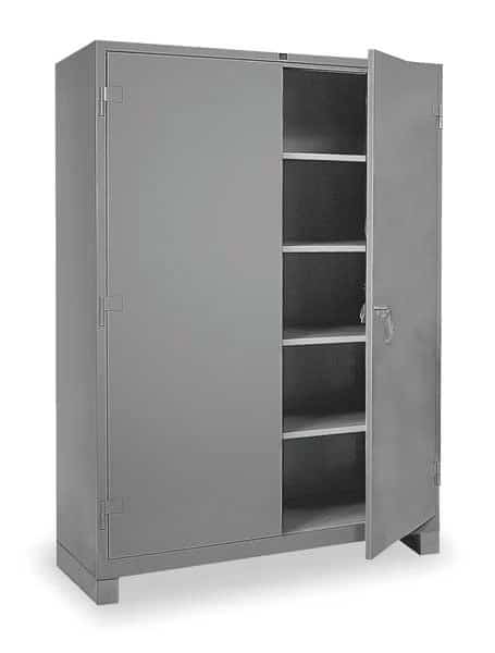 Shelving Storage Cabinet, 82 in H, 60 in W, 24 in D, Swing, Padlock Hasp, Gray, 4 Shelves, 0 Drawers