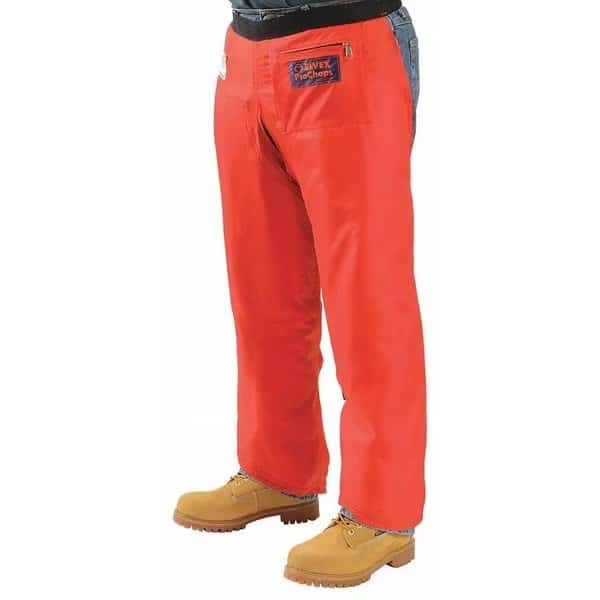 Chainsaw Chaps, Orange, Nylon, 33 in Length