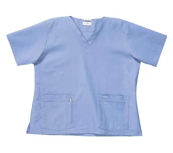 Scrub Shirt, Womens, M, Blue, LANDAU, Mfr# 8219BCPMED