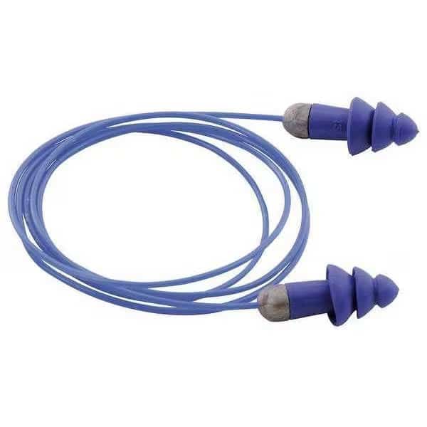 SmartFit Reusable Corded Ear Plugs, Metal Detectable, Flanged Shape, NRR 27 dB, Blue, 50 Pairs
