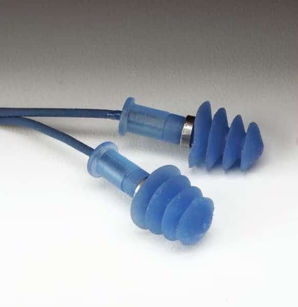 Fusion Reusable Corded Ear Plugs, Metal Detectable, Flanged Shape, NRR 25 dB, M, Blue, 100 Pairs