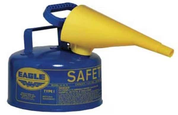 Type I Safety Can, Galvanized Steel, 1 gal, Self-Closing Lid, Includes Funnel, Blue, Kerosene