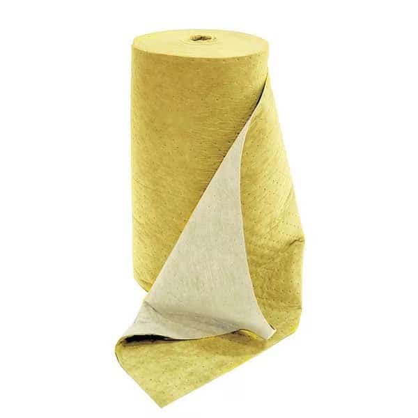 Sorbent Roll, 71 gal, 32 in x 300 ft, Harsh Chemicals, Yellow, Polypropylene