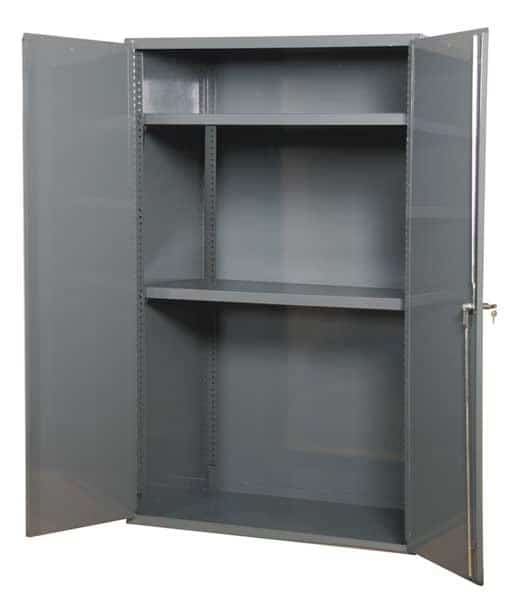 Shelving Storage Cabinet, 84 in H, 36 in W, 24 in D, Swing, Keyed, Gray, 2 Shelves, 0 Drawers