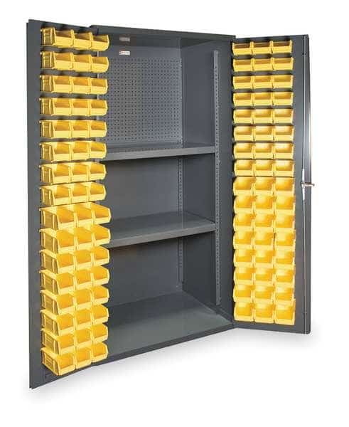 Pegboard Bin Cabinet, 36 in W, 72 in H, 96 Bins