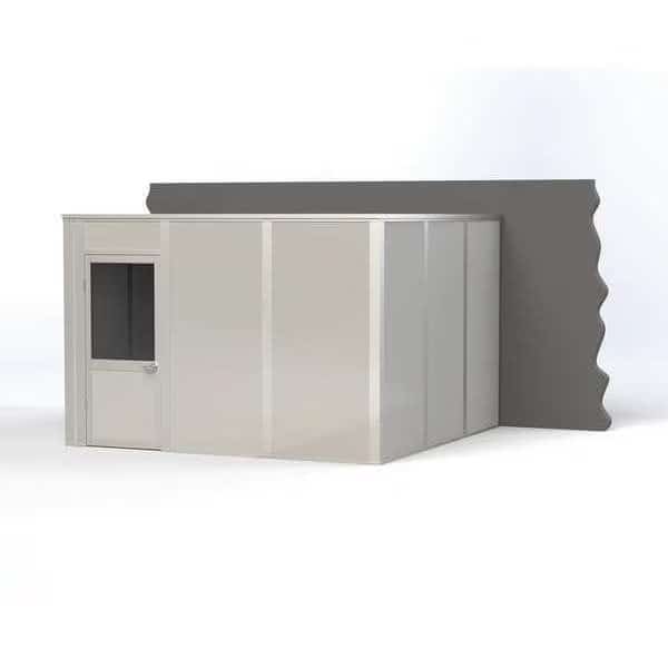 3-Wall Modular In-Plant Office, 8 ft H, 12 ft W, 12 ft D, Gray
