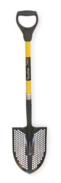 Round Point Mud/Sifting Shovel, 14 ga #2 Blade, Steel Blade, Forward Turn Step, 29 in L Yellow