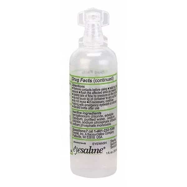 Single Use Personal Eyewash Bottle, 1 oz., Buffered Saline Solution, Portable, 3 yr Shelf Life