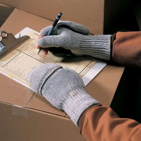 Cold Protection Gloves, Wool/Nylon/Acrylic, PVC Dots Palm, Acrylic Thermal Lining, Gray, M