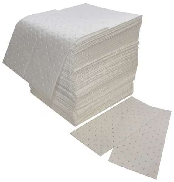 Sorbent Pad, 32 gal, 16 in x 18 in, Oil, White, Polypropylene