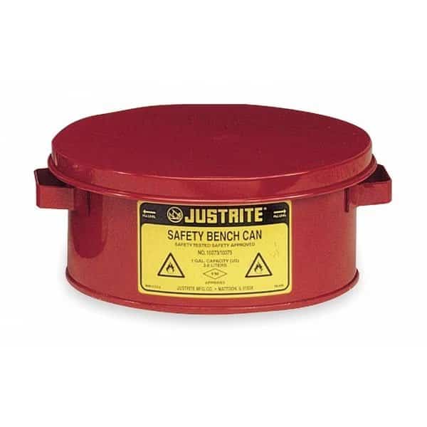 Bench Can, 1 Gal., Galvanized Steel, Red