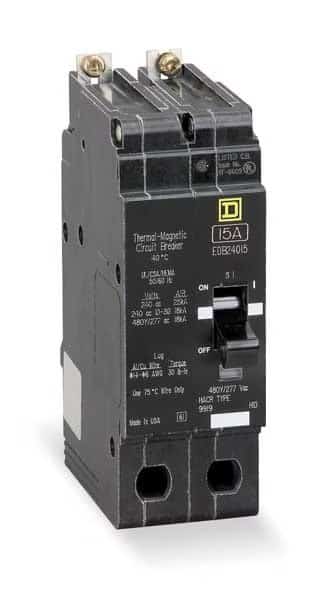 Miniature Circuit Breaker, EDB Series, 35A, 2 Pole, 277/480V AC, 25kA at 120V AC