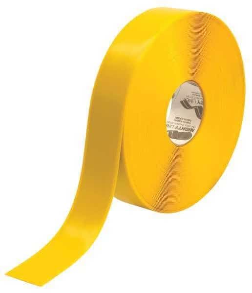 Floor Marking Tape, vinyl, No Legend, Yellow, 2 in W., 55 mil Thickness