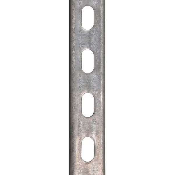 Single Channel Strut, Slotted, Steel, Electroplated, 9/16 in x 7/8 in Hole Size, Silver