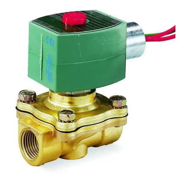 Solenoid Valve, 2-Way, 2-Position, Normally Closed, 3/8 in Pipe Size, 120V AC, High Flow, Brass