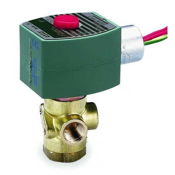 Solenoid Valve, 3-Way, 2-Position, Configurable, 1/4 in Pipe Size, 120V AC, Quick Exhaust, Brass