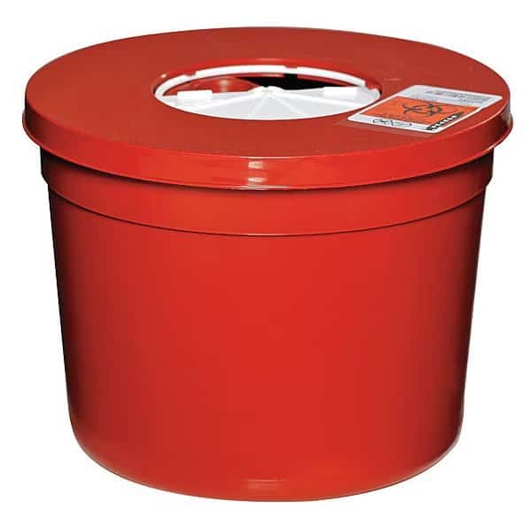 Sharps Container, Red, Round, 5 Qt, PK5