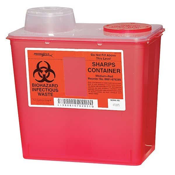 Sharps Container, 2 Gal., Chimney Top, PK5, Covidien, Mfr#: 0SCM019285