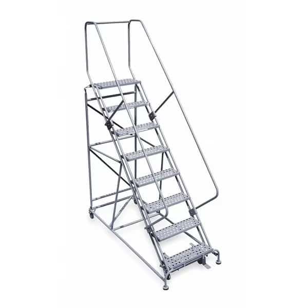 120 in H Steel Rolling Ladder, 9 Steps, 800 lb Load Capacity