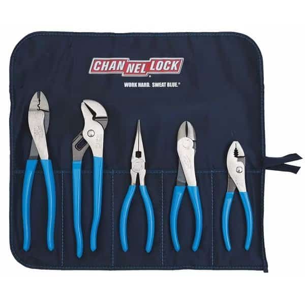 5 Piece Gift Sets Plastic Grip Plier Set Dipped Handle, Channellock, Mfr#: TOOL ROLL 1