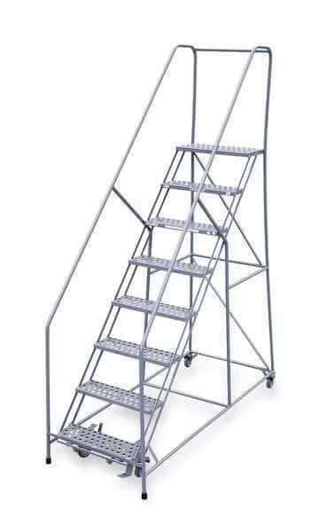 110 in H Steel Rolling Ladder, 8 Steps, COTTERMAN, Mfr# 1208R2632A2E12B4C1P6