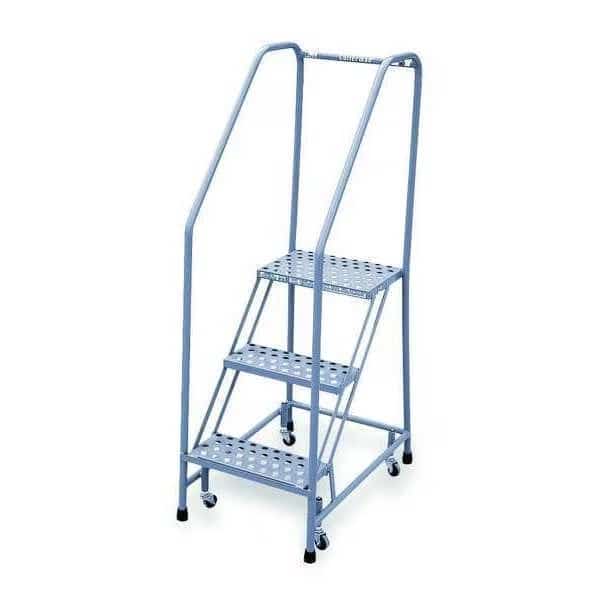 60 in H Steel Rolling Ladder, 3 Steps, 450 lb Load Capacity