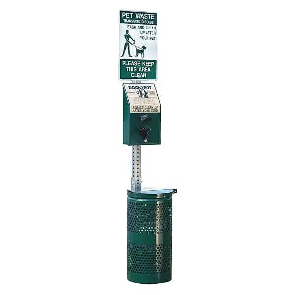 10 gal. Green Aluminum Round Pet Waste Container, Dogipot, Mfr#: 1003-L