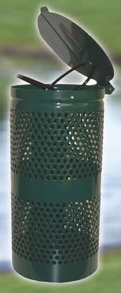 10 gal Round Pet Waste Station, Green, Green Lift Up, Steel