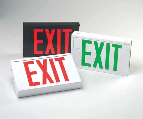 Exit Sign, Black, 2 Face(s), LED, Universal Mount, Not Battery Powered