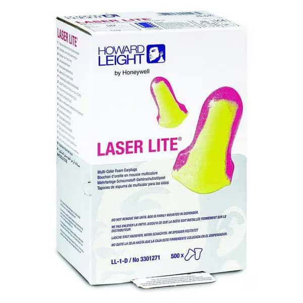 Laser Lite Ear Plug Dispenser Refill, Uncorded, Contoured-T Shape, 32 dB, Magenta/Yellow, 500 Pairs