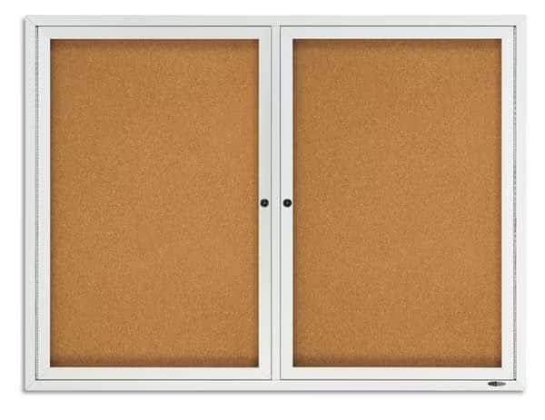 Enclosed Cork Bulletin Board 36" x 48", 2 Door