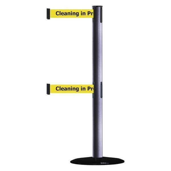 Barrier Post with Belt, 7 1/2 ft Length, 38 in Post Height, Cleaning in Progress