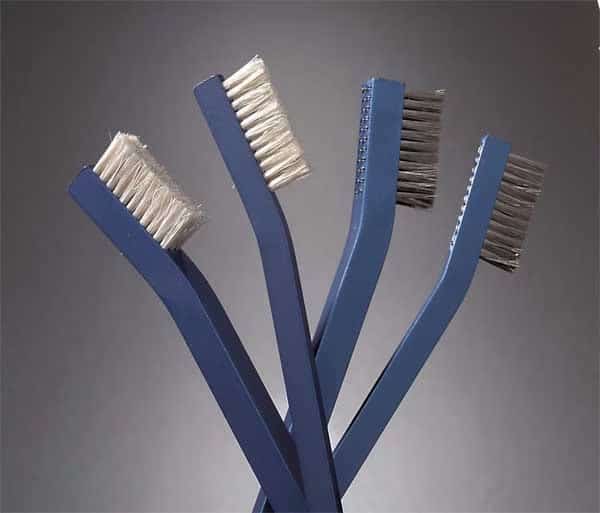 Utility Brush, Soft, 6-7/16 in L Handle, 1-3/16 in L Brush, White, Aluminum, 6 7/16 in L Overall