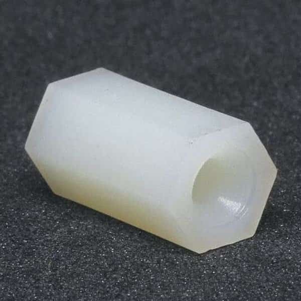 Hex Spacer, #8 Screw Size, Plain Nylon, 3/4 in Overall Lg, 0.14 in Inside Dia, 10 PK
