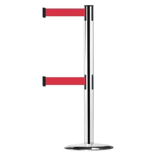 Barrier Post with Belt, 7 1/2 ft Length, 38 in Post Height, No Legend