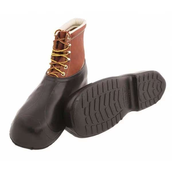 Overshoes, Ankle Style, Natural Rubber, Cleated Sole, 4 in H, Plain Toe, Shoe Size 6 1/2 - 8, PR