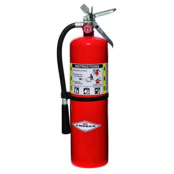Fire Extinguisher, Class ABC, UL Rating 4A:80B:C, Rechargeable, 10 lb capacity, 21 ft Range