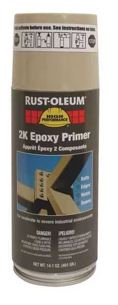 Rust Preventative Spray Primer . Beige, 14.1 oz, Aerosol Can, Flat