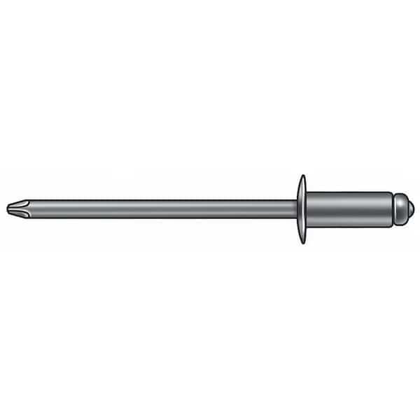 Blind Rivet, Dome Head, 3/16 in Dia., 59/64 in L, Aluminum Body, 250 PK