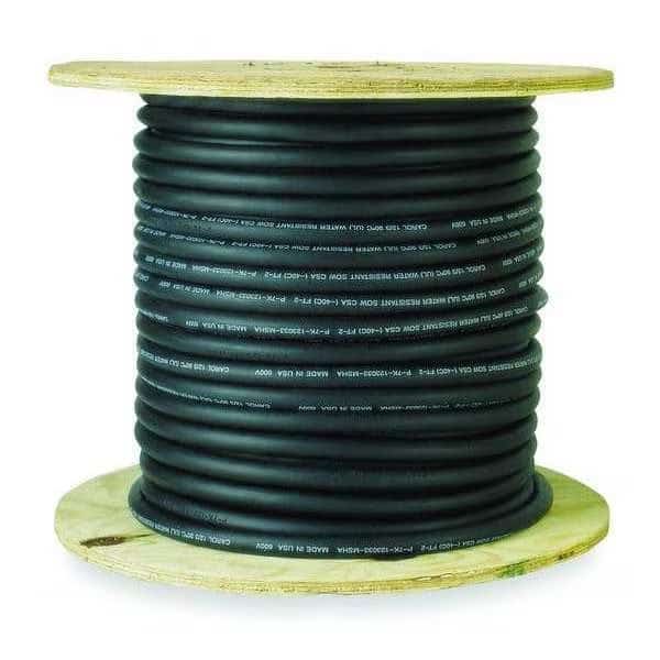 Portable Cord, SOOW, 18 AWG, 3 C, Black, EPDM Rubber, Stranded, 600V, Indoor/Outdoor, 250 ft