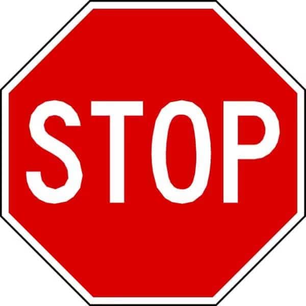 Stop Sign, 18" W, 18" H, Aluminum, Red
