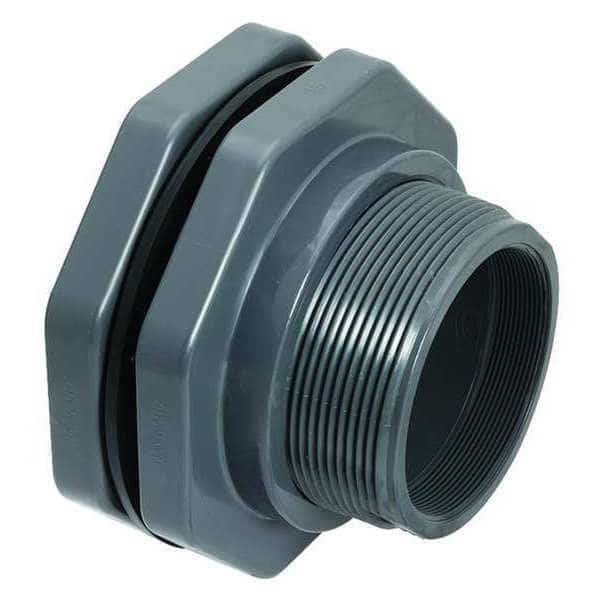 Bulkhead Tank Fitting, 1", PVC/EPDM, Socket x Socket