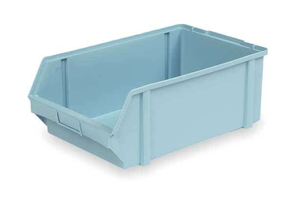 Hang & Stack Storage Bin, Plastic, Light Blue, 7 in H, 11 3/4 in W, 18 1/2 in L