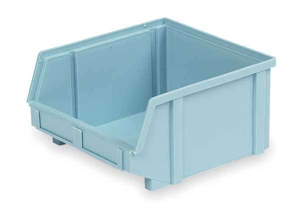 Hang & Stack Storage Bin, Plastic, Light Blue, 6 in H, 11 3/8 in W, 12 7/8 in L