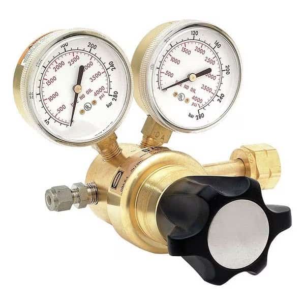 High Pressure Gas Regulator, Industrial Air, Single Stage, 0.965"-14 Inlet, 1/4 in Outlet