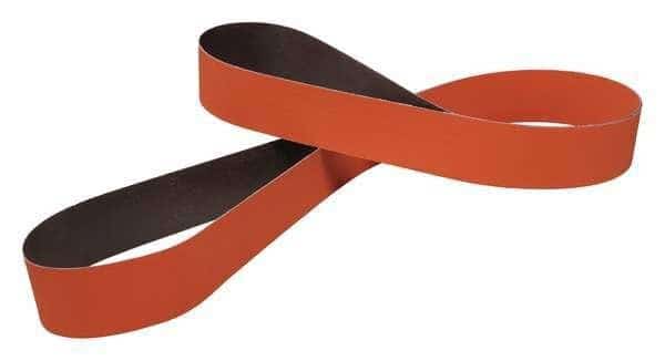 Sanding Belt, 4 in W, 132 in L, Coated, Ceramic, 36 Grit, Extra Coarse, 984F, Maroon