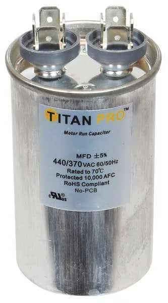 Motor Run Capacitor, 5 MFD, 2-7/8 In. H